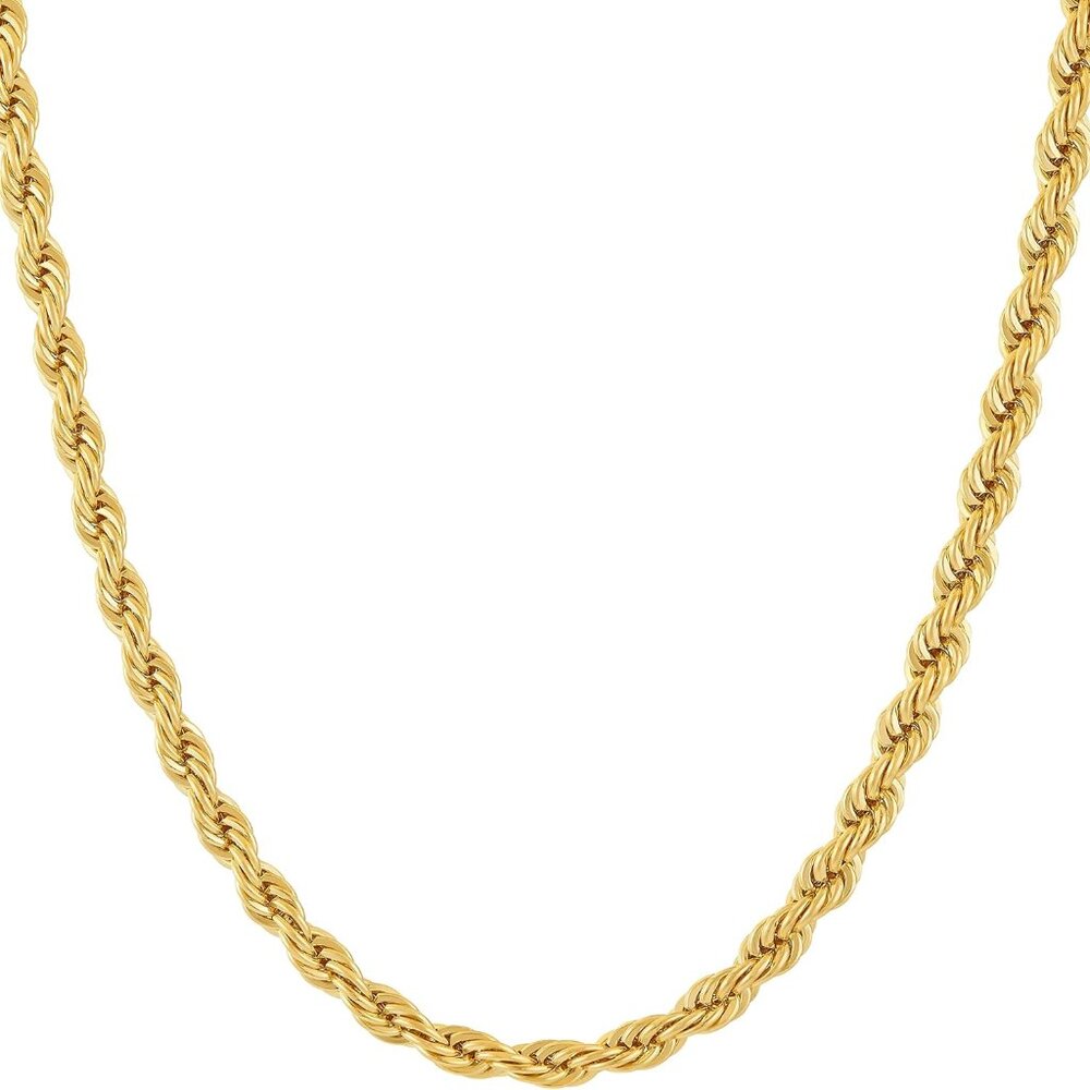 Timeless 4mm Gold Rope Chain For Men & Women - 24k Plated Luxury Necklace